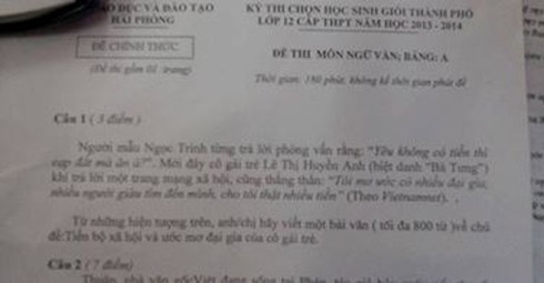 Bà Tưng, Ngọc Trinh xuất hiện trong đề thi HS giỏi gây tranh cãi - ảnh 2