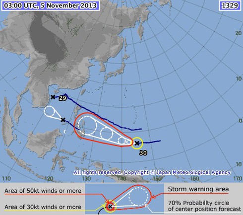 Xuất hiện bão mạnh Haiyan bên cạnh nguy cơ bão số 13 - ảnh 1