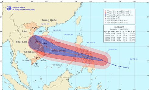 Tin bão Haiyan hướng thẳng Biển Đông và dự báo thời tiết ngày 8/11 - ảnh 1