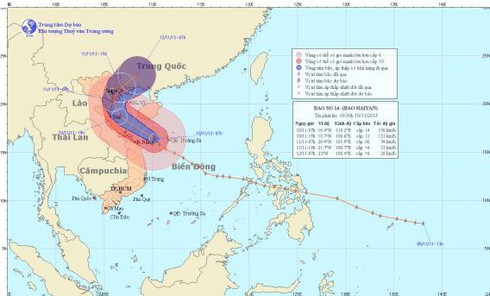 Diễn biến bão số 14 - Haiyan mới nhất: Nguy cơ vào Thanh Hóa và ven biển Bắc Bộ - ảnh 1