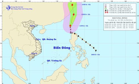 Tin bão Fung-Wong và dự báo thời tiết ngày 21/9 - ảnh 1