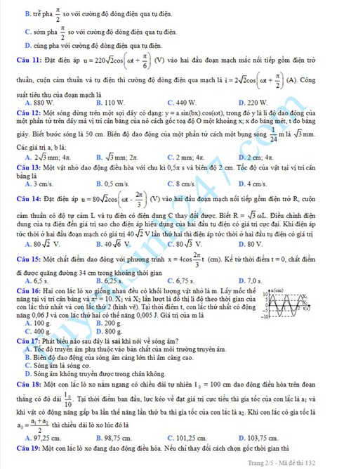 Đề thi thử THPT Quốc gia 2016 môn Vật lý - Sở GD Vĩnh Phúc - ảnh 2