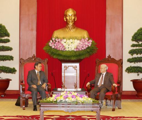 Tổng Bí thư tiếp Đoàn Ủy ban Trung ương Mặt trận Lào Xây dựng đất nước - ảnh 1