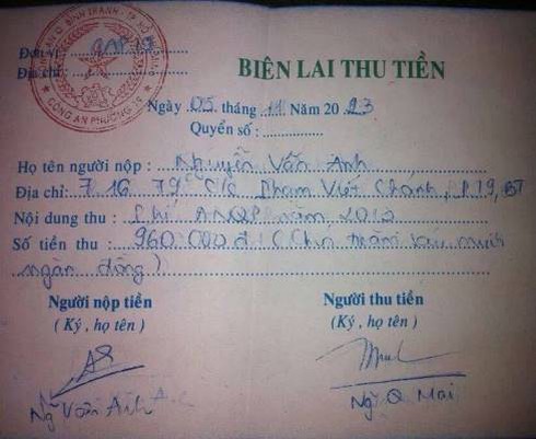 Công an phường thu tiền của dân gấp 8 lần quy định - ảnh 1