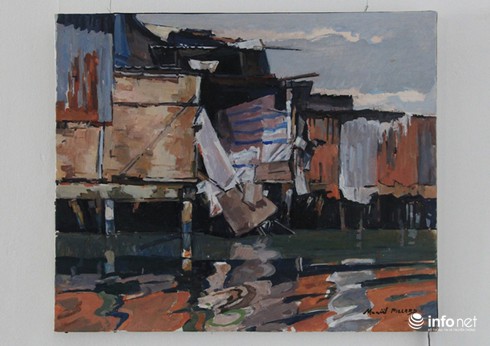 Nhà xập xệ mấp mé kênh Sài Gòn dưới con mắt họa sĩ nước ngoài - ảnh 1