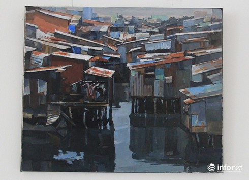 Nhà xập xệ mấp mé kênh Sài Gòn dưới con mắt họa sĩ nước ngoài - ảnh 8