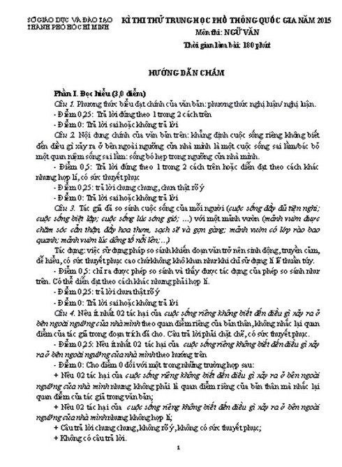 TPHCM: Đề thi thử và đáp án môn Ngữ văn - ảnh 4