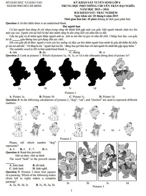 Đáp án bài khảo sát lớp 6 Trường THPT Trần Đại Nghĩa - ảnh 2