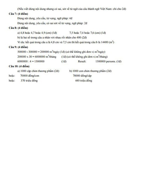 Đáp án bài khảo sát lớp 6 Trường THPT Trần Đại Nghĩa - ảnh 10