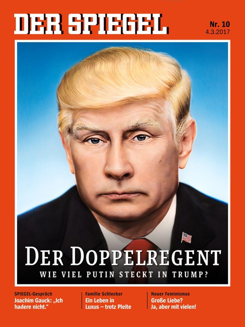 Putin xuất hiện trên trang bìa tạp chí Spiegel với kiểu tóc Trump - ảnh 1
