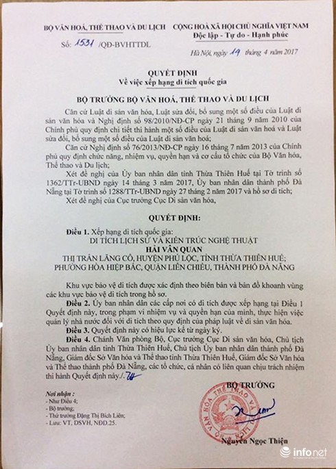 Hải Vân Quan được xếp hạng Di tích lịch sử và kiến trúc nghệ thuật cấp quốc gia - ảnh 1