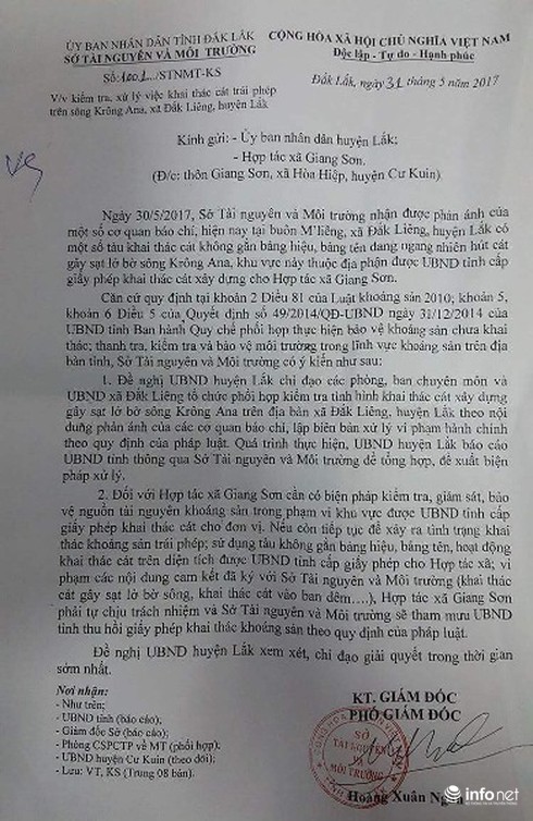 Đắk Lắk: Sở TN&MT gửi