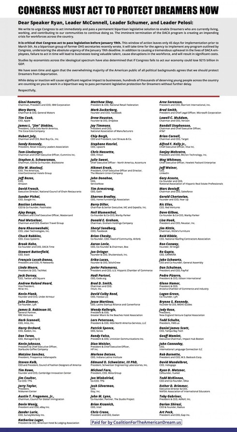 Tim Cook, Mark Zuckerberg đồng loạt viết thư cứu dân nhập cư tại Mỹ - ảnh 1