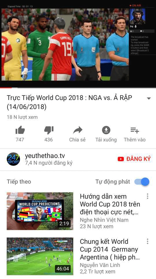 Hàng chục kênh YouTube cố tình vi phạm bản quyền trận Nga -Saudi Arabia - ảnh 4