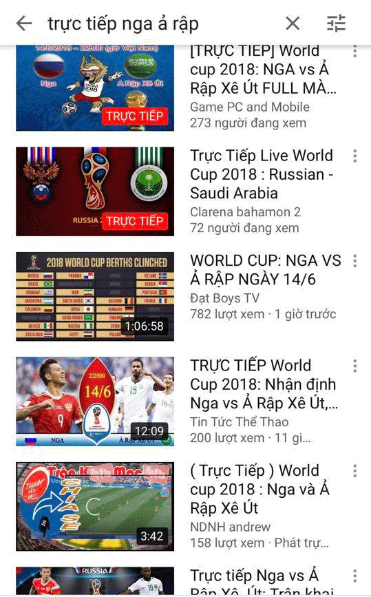 Hàng chục kênh YouTube cố tình vi phạm bản quyền trận Nga -Saudi Arabia - ảnh 8