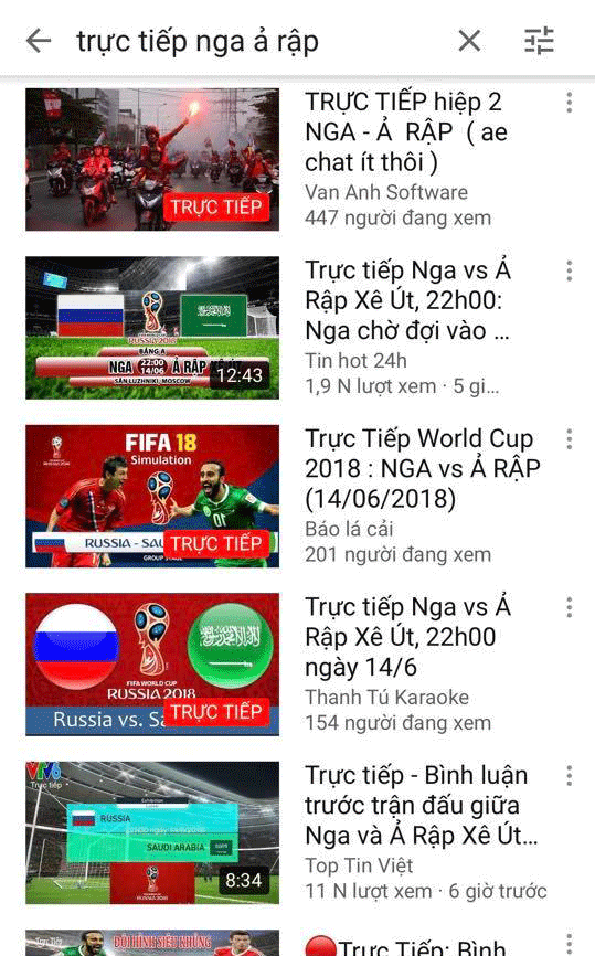 Hàng chục kênh YouTube cố tình vi phạm bản quyền trận Nga -Saudi Arabia - ảnh 7