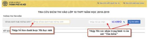 Hướng dẫn tra cứu điểm thi tuyển sinh vào lớp 10 tại Hà Nội năm học 2018-2019