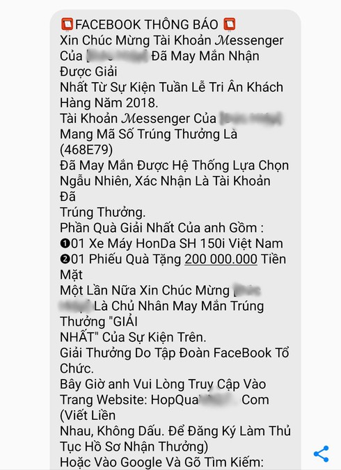 Chiêu lừa giả mạo Facebook trao thưởng xe Honda Sh “tái xuất giang hồ” - ảnh 2