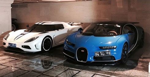 Nhiều siêu xe bên cạnh chiếc Bugatti Chiron trong gara của thiếu gia Trung Quốc