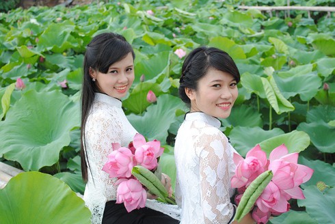 Ngắm thiếu nữ Hà thành khoe sắc bên hoa sen - ảnh 2