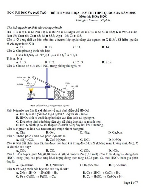 Kỳ thi THPT quốc gia: Bộ GDĐT công bố đề thi mẫu môn Hóa học - ảnh 2