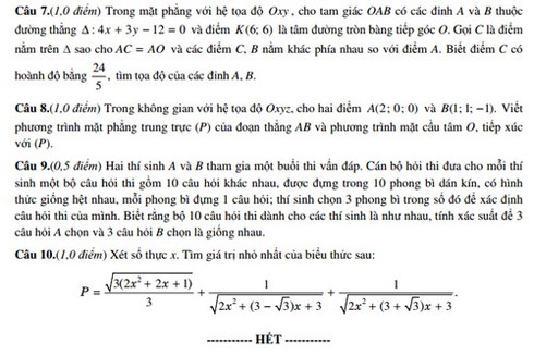 Kỳ thi THPT quốc gia: Bộ GDĐT công bố đề thi mẫu môn Toán - ảnh 3