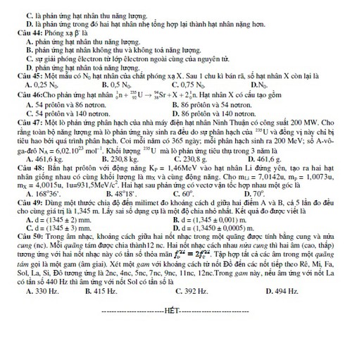 Kỳ thi THPT quốc gia: Bộ GDĐT công bố đề thi mẫu môn Vật lý - ảnh 6