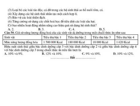 Kỳ thi THPT quốc gia: Bộ GDĐT công bố đề thi mẫu môn Sinh học - ảnh 9