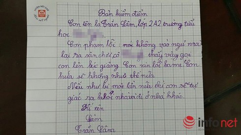 Bản kiểm điểm với lời hứa “có một không hai” của học sinh lớp 2 - ảnh 1