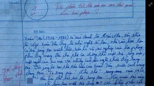 Bài văn phân tích bài thơ Vội vàng khiến giáo viên