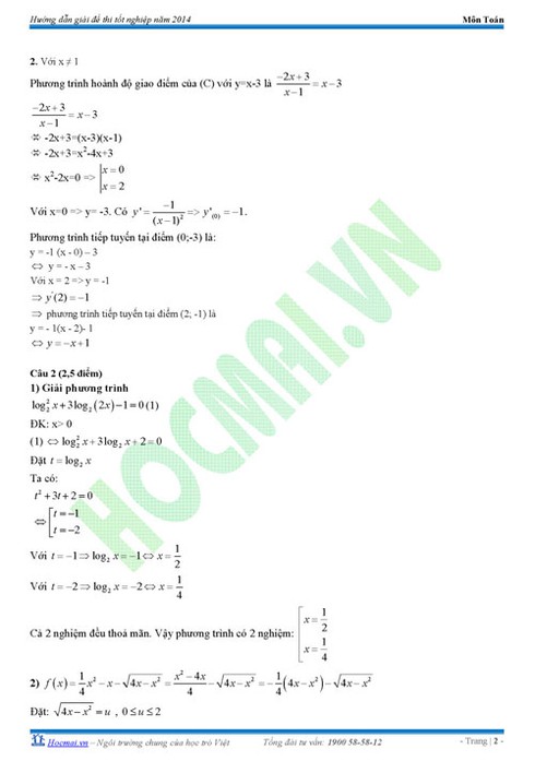 Đề thi, đáp án gợi ý môn Toán kỳ thi tốt nghiệp THPT 2014 - ảnh 4