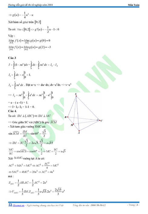 Đề thi, đáp án gợi ý môn Toán kỳ thi tốt nghiệp THPT 2014 - ảnh 5