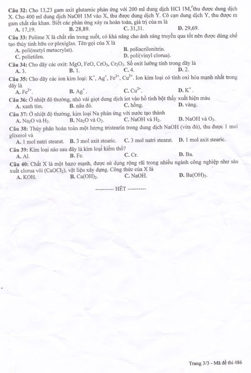 Đáp án gợi ý đề thi môn Hóa học kỳ thi tốt nghiệp THPT 2014 - ảnh 4