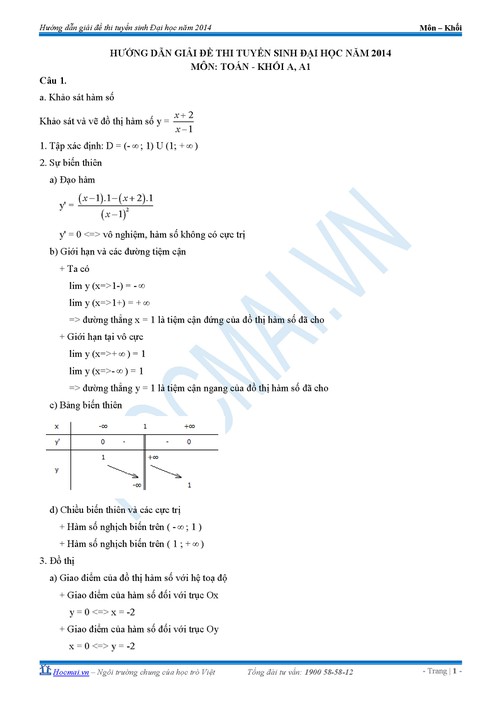 Đáp án môn Toán khối A kỳ thi đại học 2014 - ảnh 2