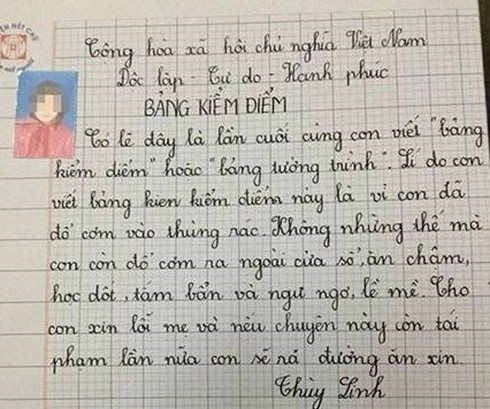 Bản kiểm điểm dễ thương gửi mẹ - ảnh 1