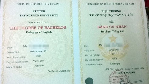 Lại thêm bằng đại học sai chính tả - ảnh 1