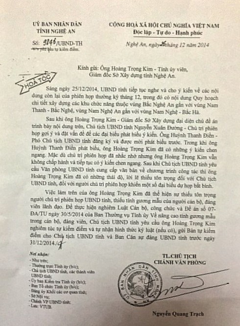 Giám đốc Sở phải viết kiểm điểm vì 'thiếu tôn trọng' Chủ tịch tỉnh - ảnh 1