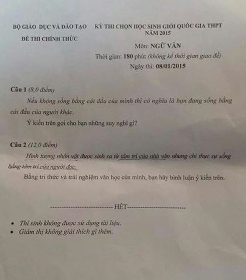 Khó như đề thi học sinh giỏi Quốc gia môn Văn - ảnh 1