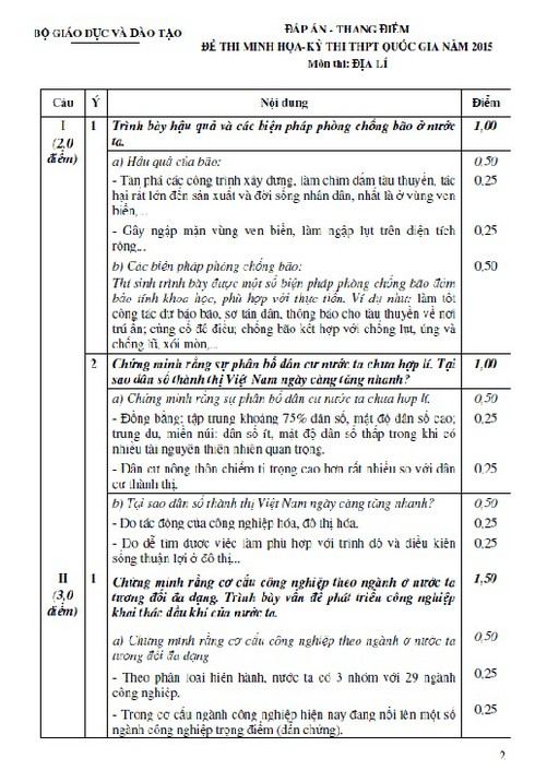 Kỳ thi THPT quốc gia: Bộ GDĐT công bố đề thi mẫu môn Địa lý - ảnh 2