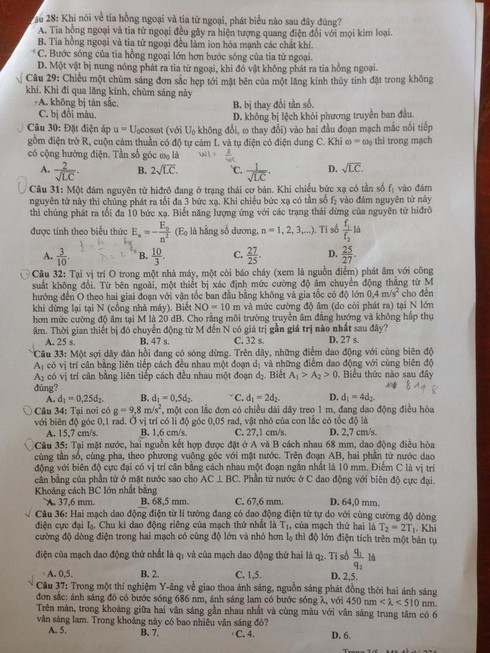 Đề thi môn Vật lý kỳ thi THPT quốc gia 2015 - ảnh 4