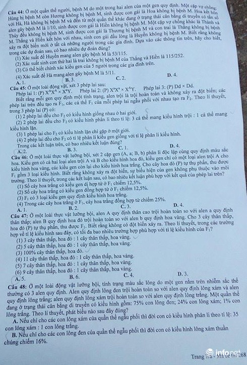 Đề thi môn Sinh học kỳ thi THPT quốc gia 2015 - ảnh 8