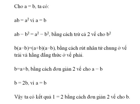 Sự vô lý của bài toán 1 = 2 - ảnh 1