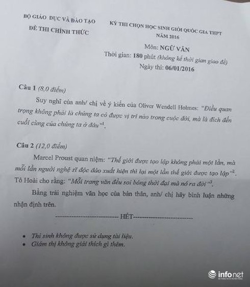 Đề văn thi học sinh giỏi THPT Quốc gia hay, thỏa sức sáng tạo - ảnh 1