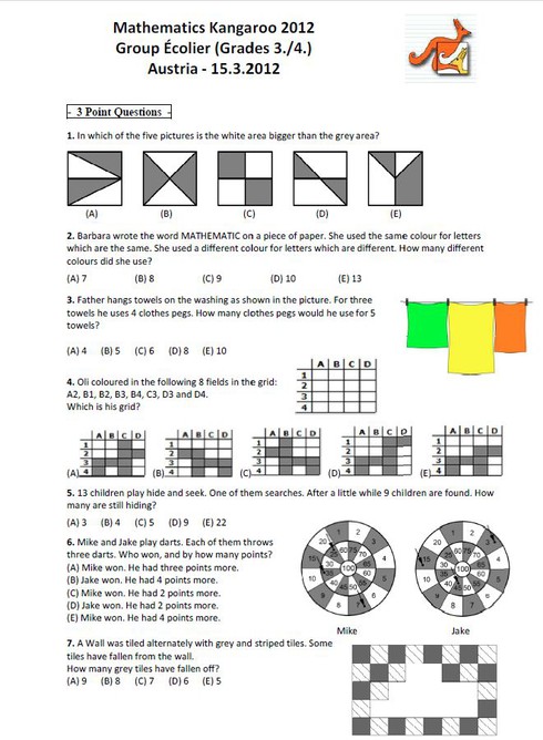Đề thi Toán quốc tế Kangaroo lớp 3,4 năm 2012 - ảnh 2