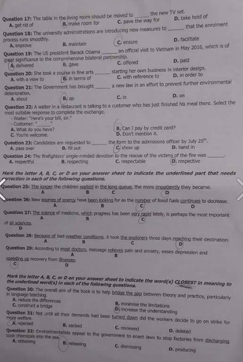 Đề thi tiếng Anh kỳ thi THPT quốc gia năm 2016 - ảnh 8