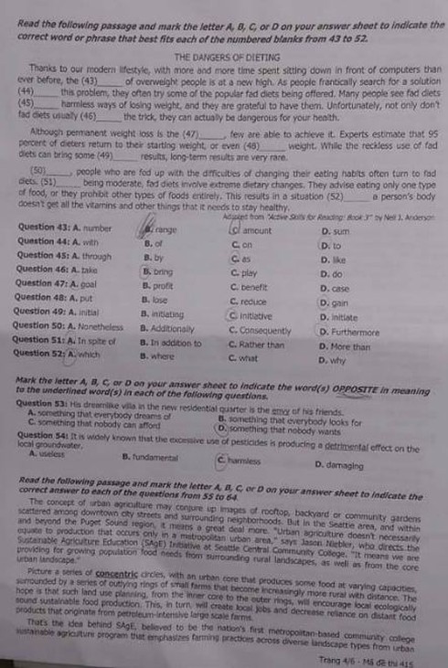 Đề thi tiếng Anh kỳ thi THPT quốc gia năm 2016 - ảnh 10
