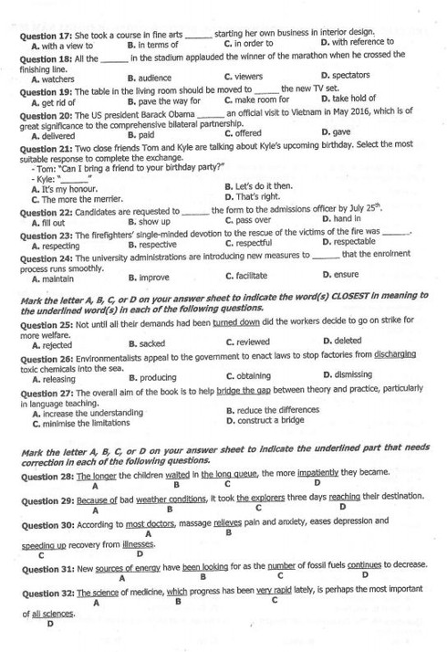 Đề thi tiếng Anh kỳ thi THPT quốc gia năm 2016 - ảnh 2