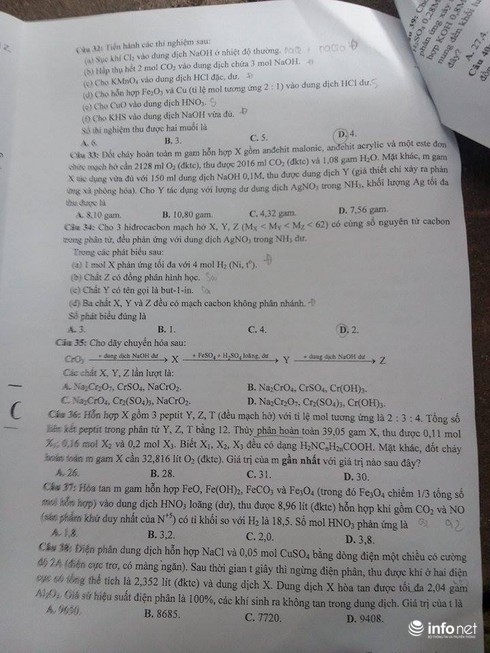 Đề thi môn Hóa học kỳ thi THPT quốc gia 2016 - ảnh 4