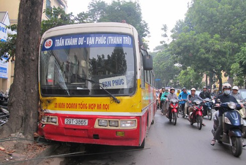 Mất phanh, xe bus dùng... gốc cây cổ thụ để giảm tốc