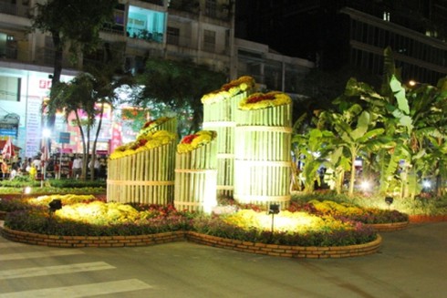 Đường hoa Nguyễn Huệ khoe sắc trong đêm